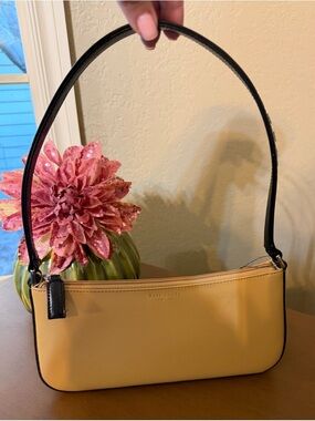 Kate Spade Tan Leather Y2K Shoulder Bag with Black Trim